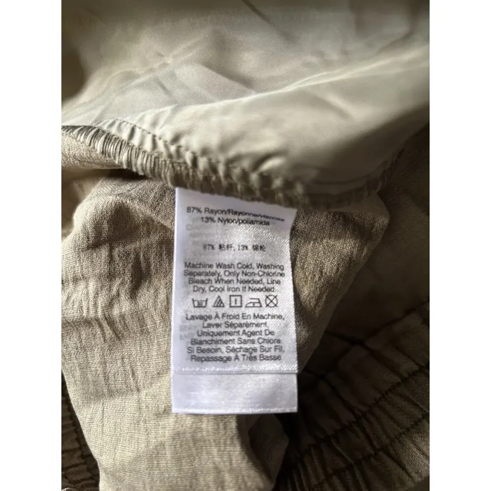 DKNY Womens Trousers Pants XL Green Elastic Waist Wide Leg